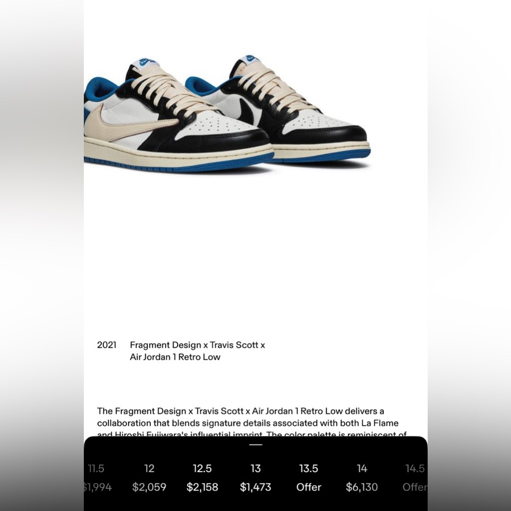2021 Fragment Design x Travis Scott x Air Jordan 1 Retro Low